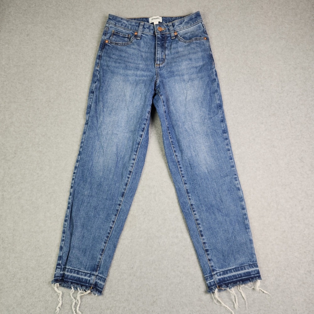 Sonoma Jeans Women 4 Blue Medium Wash High Rise Straight Leg Frayed Released Hem